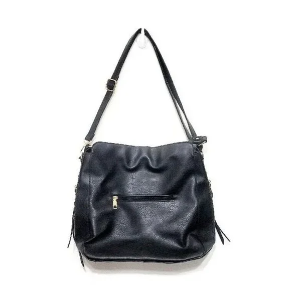 Black Faux Leather Crossbody Shoulder Bag NEW Adjustable Removable Strap 12x11 - Picture 2 of 10